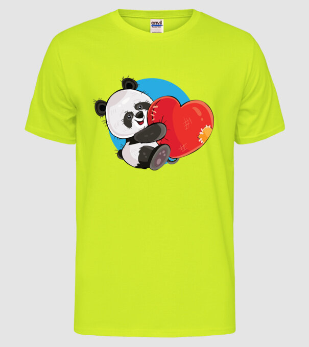 Dragoste panda model galben neon pe tricou
