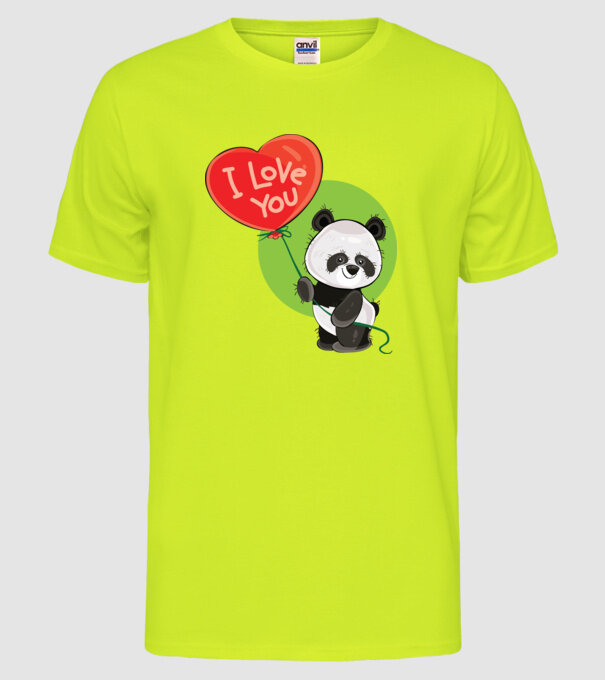 dragoste panda model galben neon pe tricou