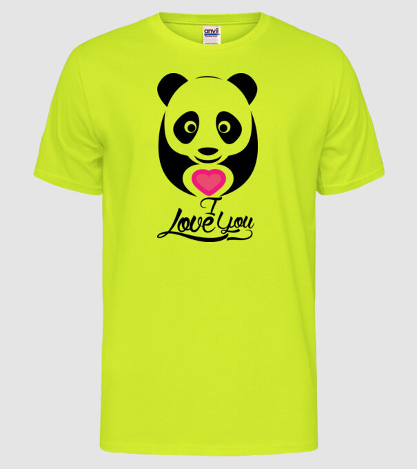 PandaHeart model galben neon pe tricou