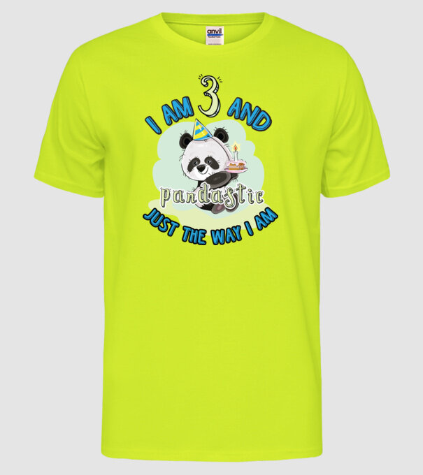 PANDASTIC 3 model galben neon pe tricou