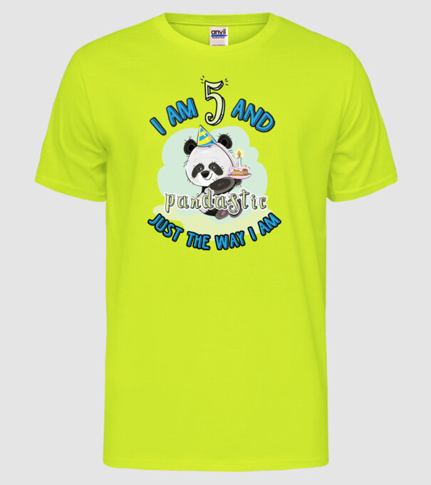 PANDASTIC 5 model galben neon pe tricou