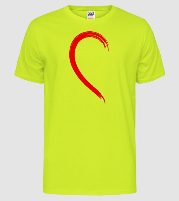 Inimă pereche dreapta model galben neon pe tricou