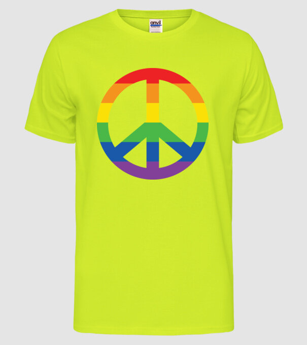 Peace pride model galben neon pe tricou