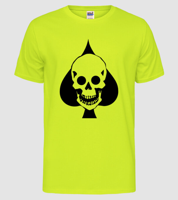 Craniu pică model galben neon pe tricou
