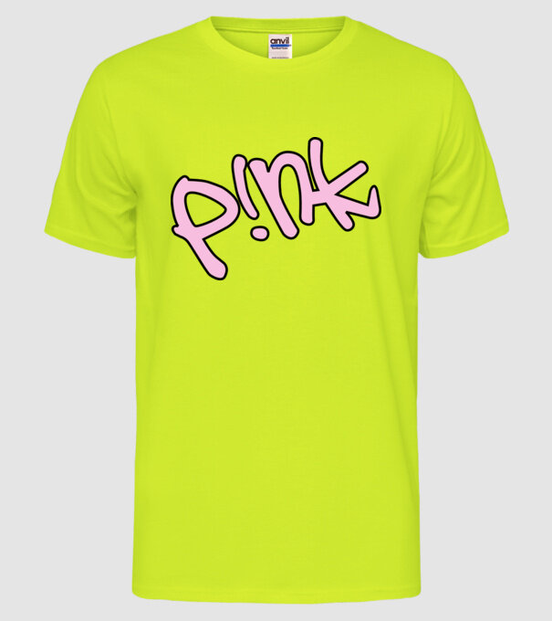 PINK model galben neon pe tricou