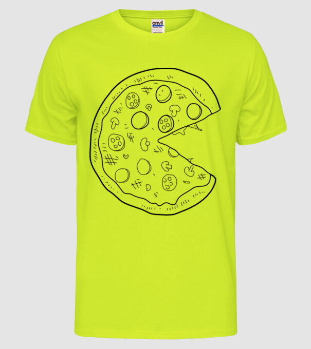 Pizza cuplu model galben neon pe tricou