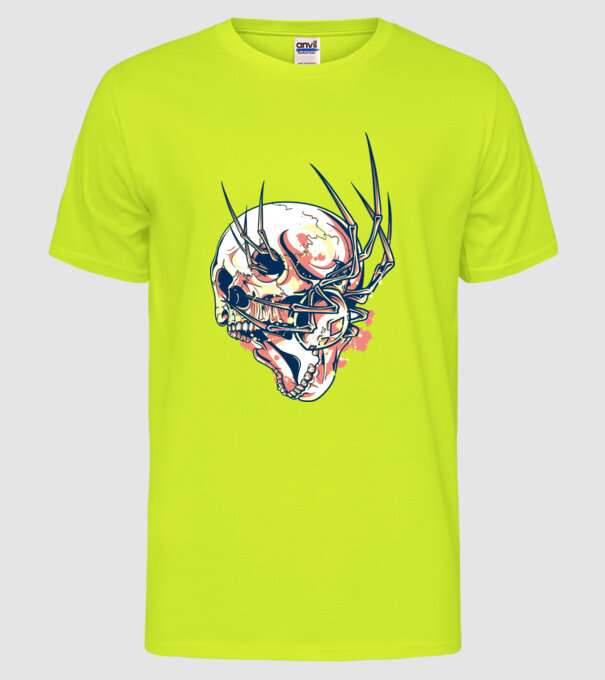 Păianjen model galben neon pe tricou