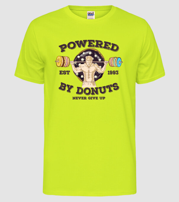 Powered by donuts model galben neon pe tricou