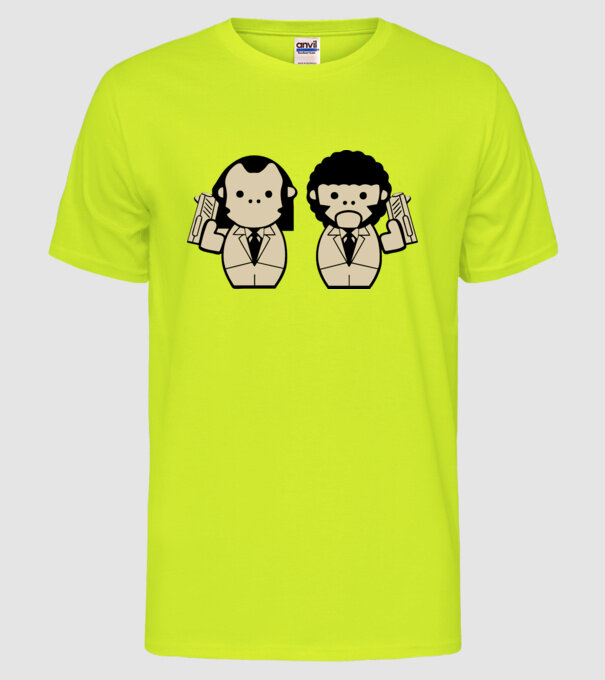 Pulp Fiction draw model galben neon pe tricou