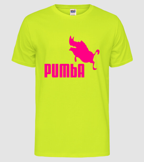 Pumba model galben neon pe tricou
