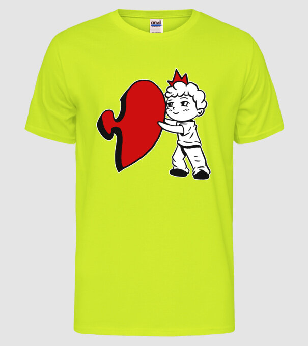 Pereche Puzzle băiat model galben neon pe tricou