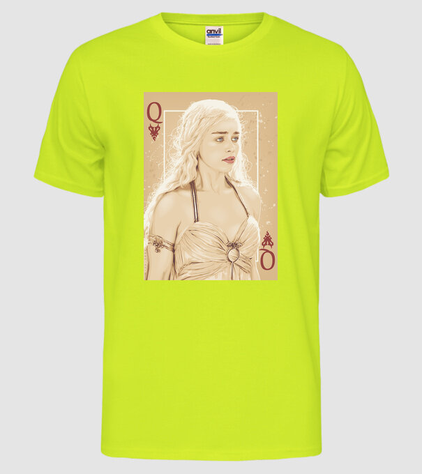 Queen Card model galben neon pe tricou