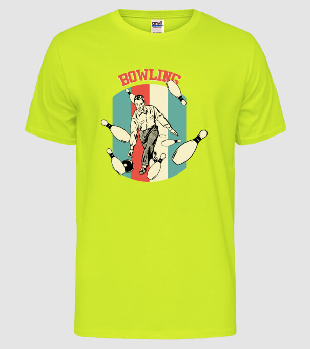 Retro Bowling model galben neon pe tricou