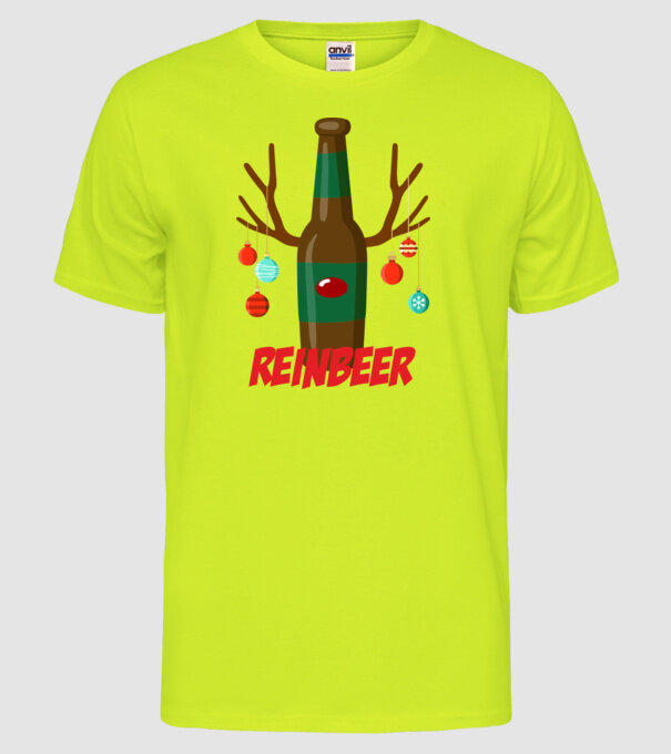 Bere REINBEER model galben neon pe tricou