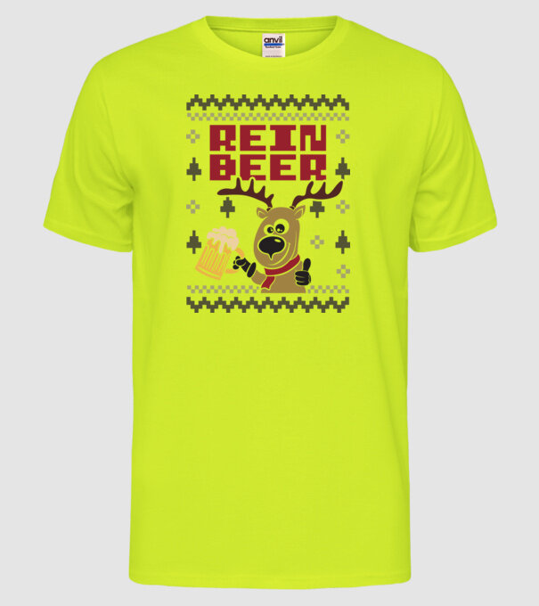 Reinbeer ugly sweater model galben neon pe tricou