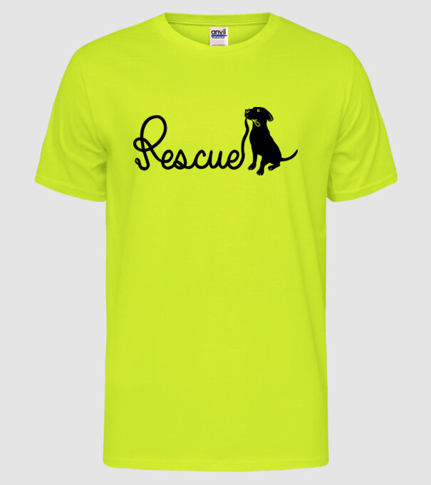 Rescue dog model galben neon pe tricou