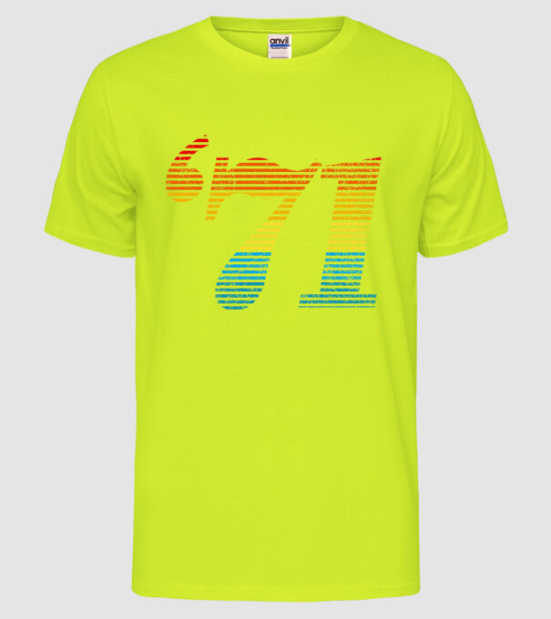 Retro Birthday 1971 model galben neon pe tricou