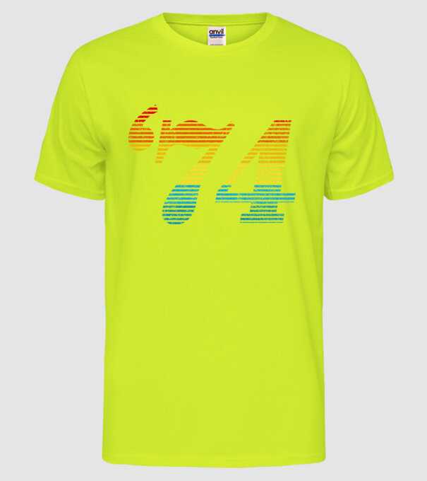 Retro Birthday 1974 model galben neon pe tricou