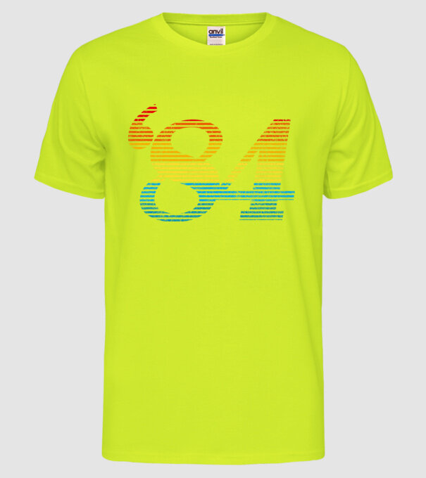 Retro Birthday 1984 model galben neon pe tricou