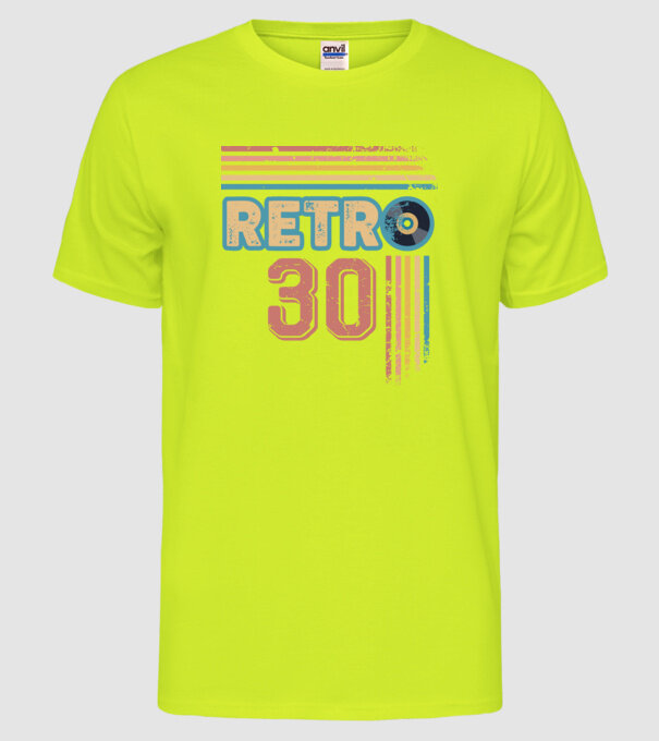 Retro 30 Birthday model galben neon pe tricou