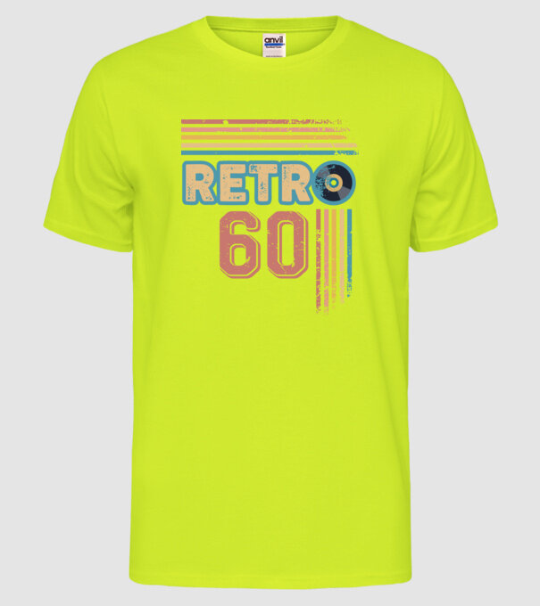 Retro 60 Birthday model galben neon pe tricou