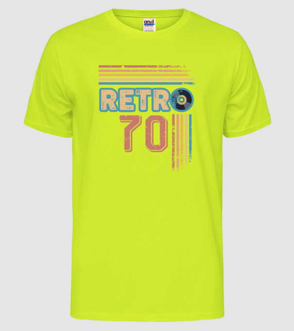 Retro 70 Birthday model galben neon pe tricou