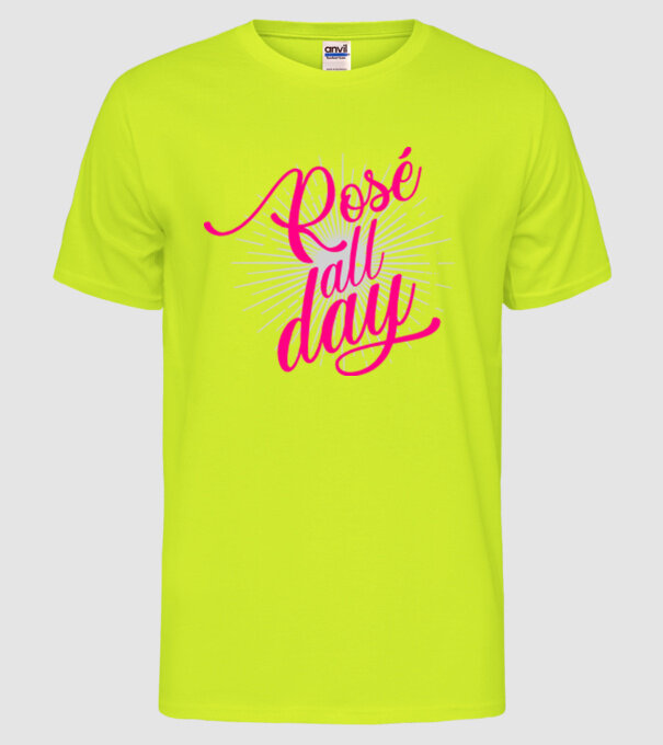Rosé all day model galben neon pe tricou