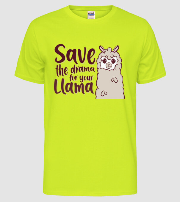 Save the drama from the llama model galben neon pe tricou