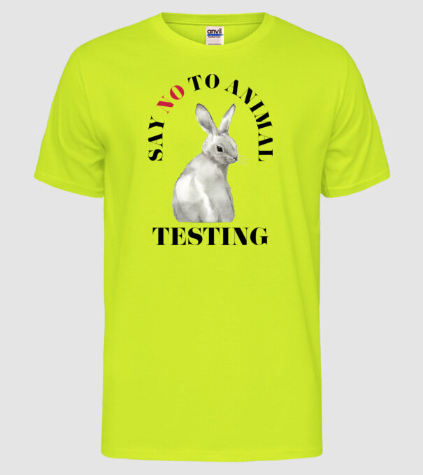 Say NO to animal testing model galben neon pe tricou