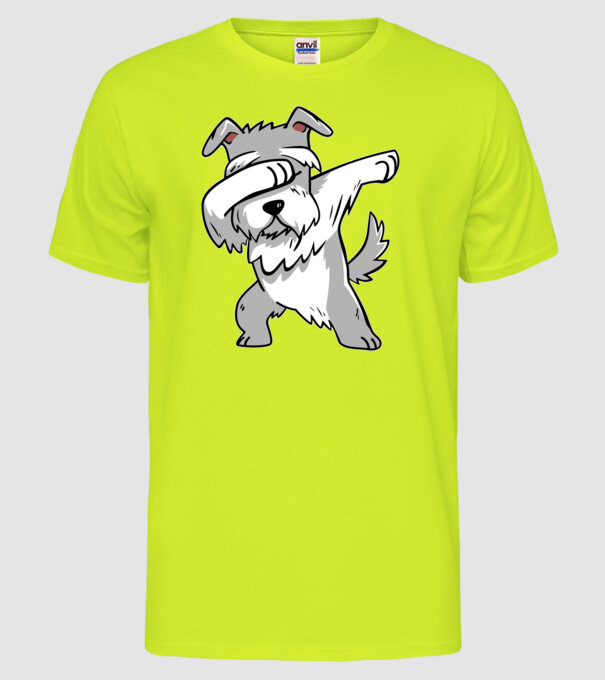 Schnauzer DAB model galben neon pe tricou