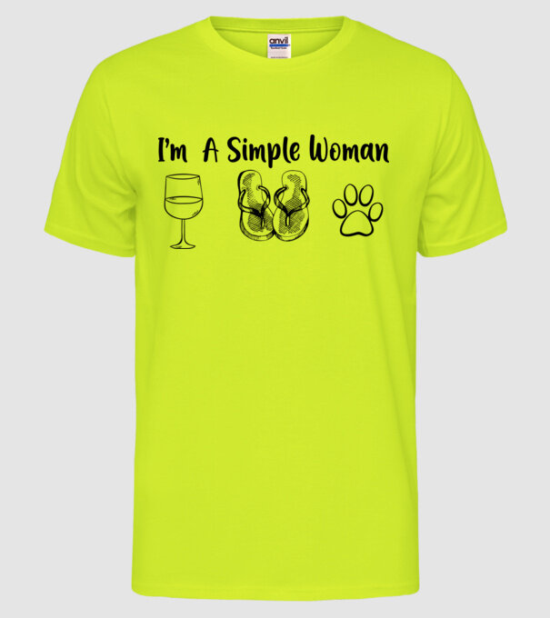 Simple doggy woman model galben neon pe tricou