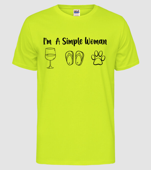 Simple doggy woman model galben neon pe tricou