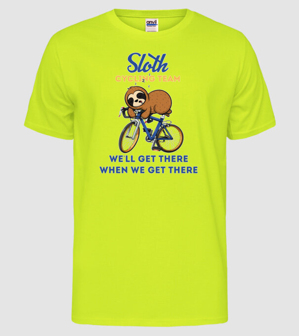 Sloth cycling team model galben neon pe tricou