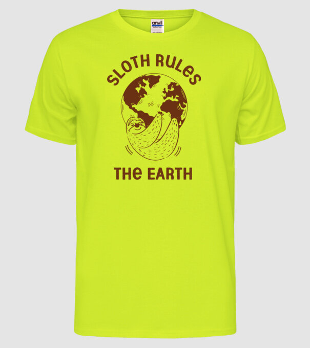 Sloth rules the world model galben neon pe tricou
