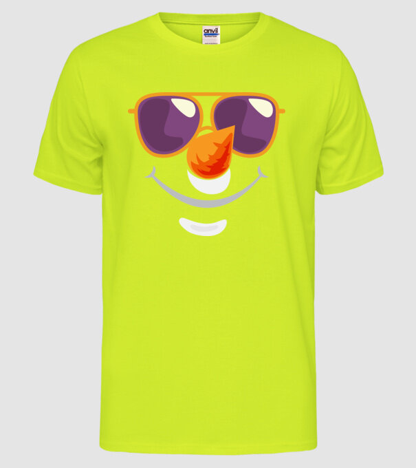 Snowman face model galben neon pe tricou