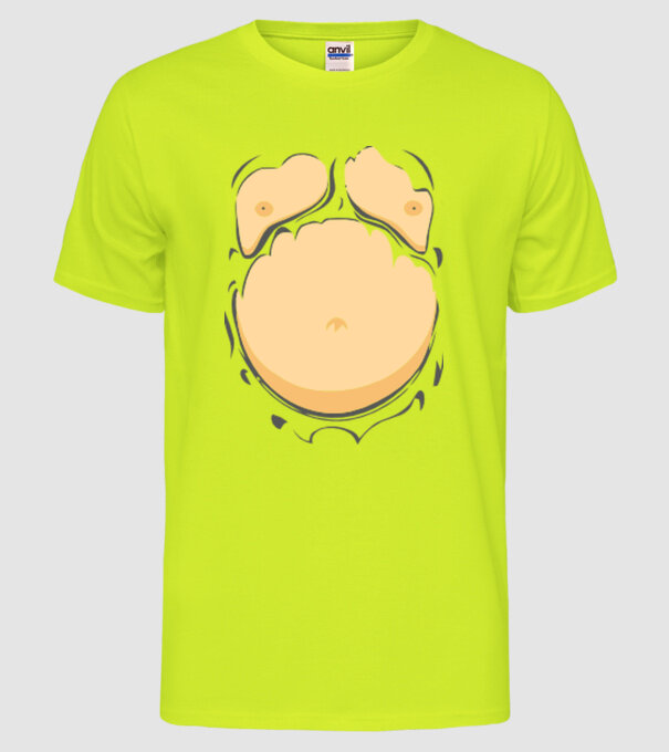 Burtă de bere model galben neon pe tricou