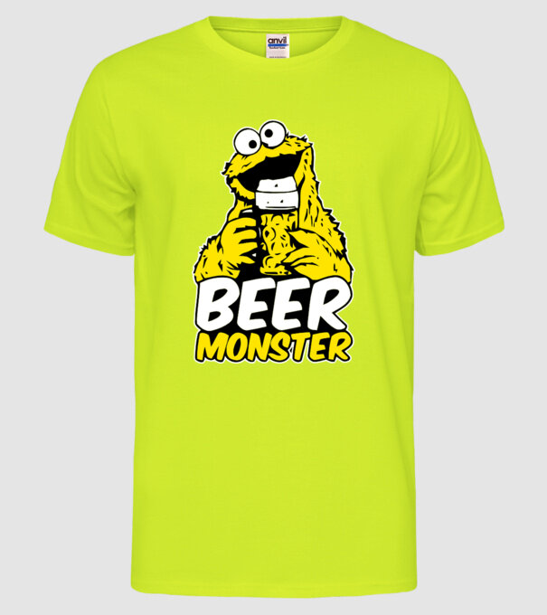 Monstru bere model galben neon pe tricou