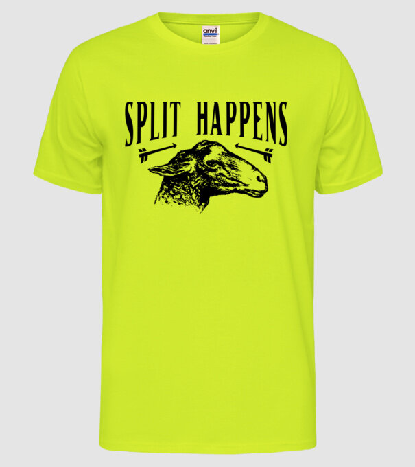Split happens model galben neon pe tricou