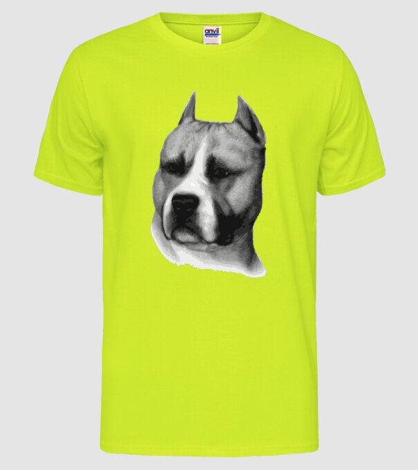 Staffordshire Terrier model galben neon pe tricou