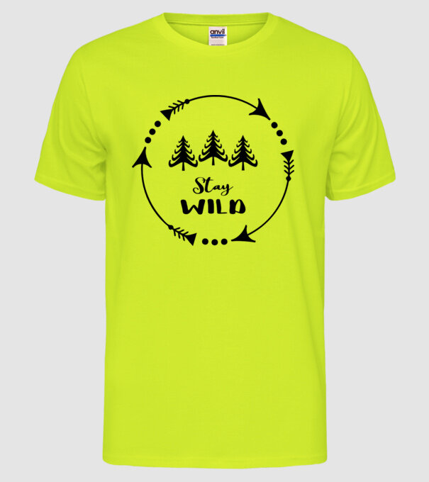 Stay wild arrows circle model galben neon pe tricou