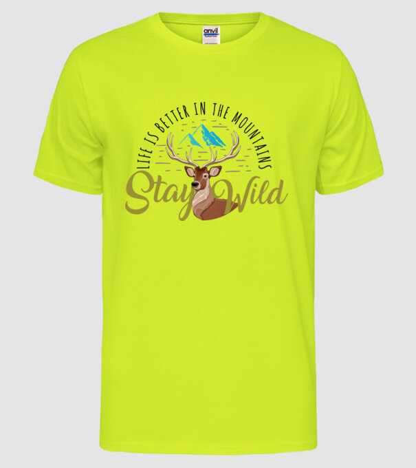 Stay wild Cerb model galben neon pe tricou