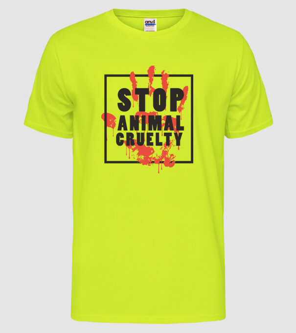 Stop animal cruelty model galben neon pe tricou