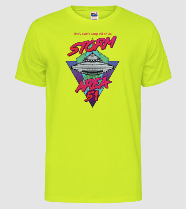 storm area 51 ufo model galben neon pe tricou