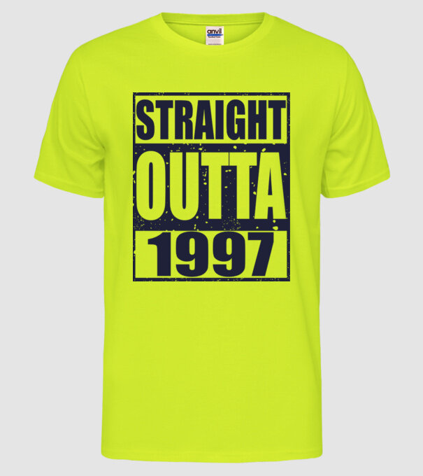 Straight Outta - 1997 model galben neon pe tricou