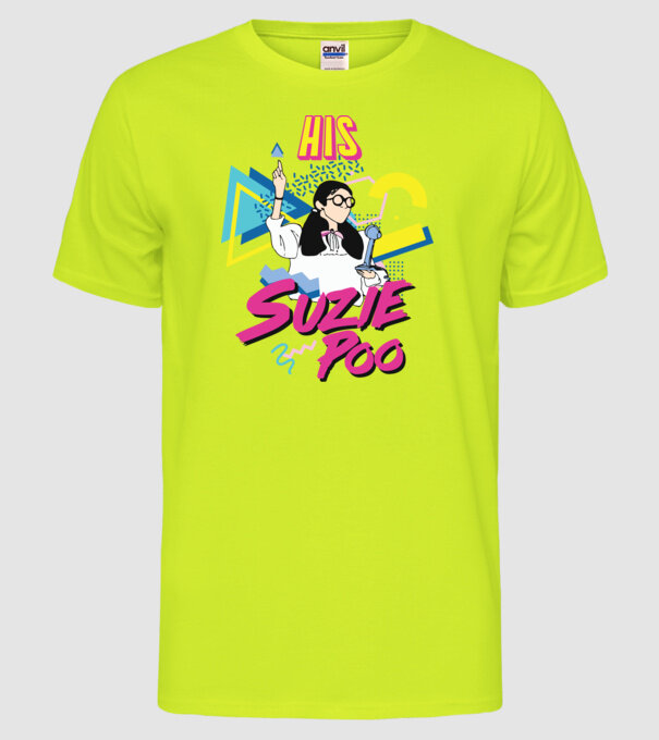 Stranger couple 80s retro Suzie model galben neon pe tricou