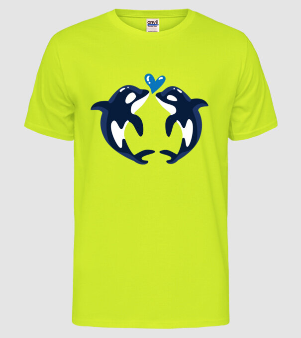 BALENE ÎNDRĂGOSTITE model galben neon pe tricou