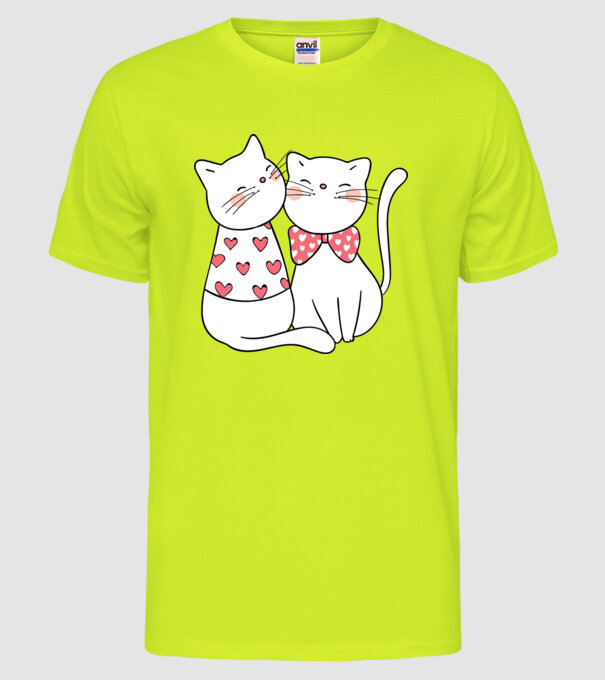 PISICUȚE ÎNDRĂGOSTITE 5 model galben neon pe tricou