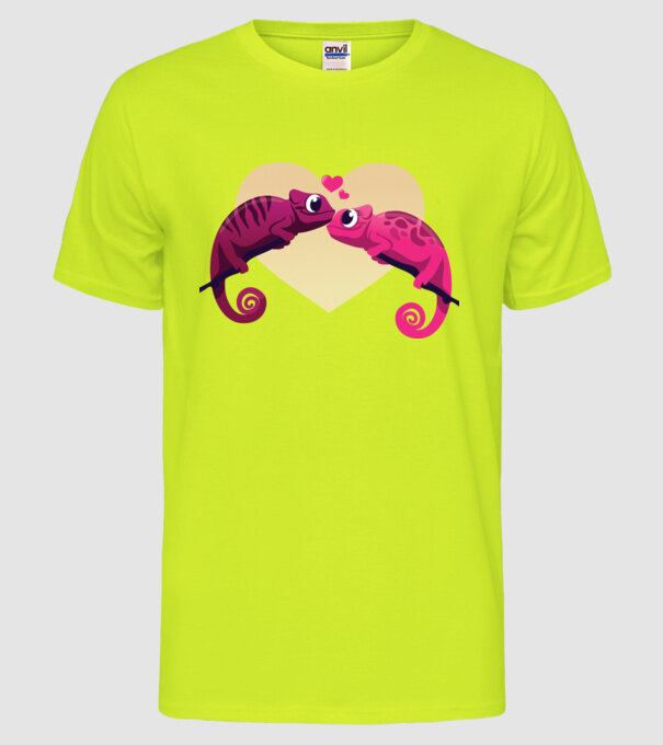 CAMELEONI ÎNDRĂGOSTIȚI model galben neon pe tricou
