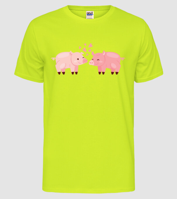 PURCELUȘI ÎNDRĂGOSTIȚI model galben neon pe tricou