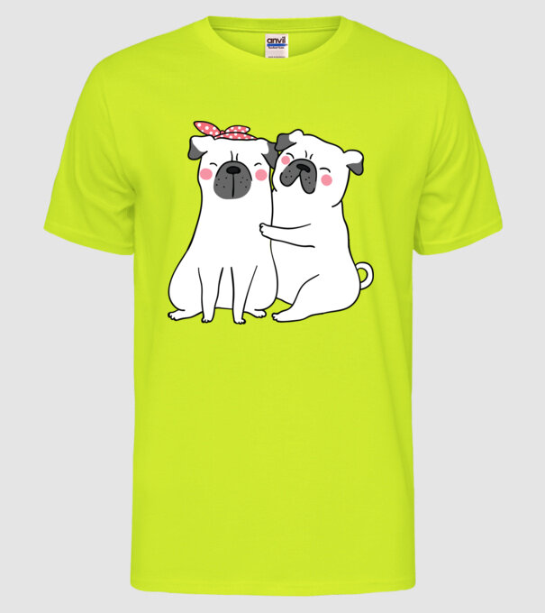 MOPȘI ÎNDRĂGOSTIȚI model galben neon pe tricou